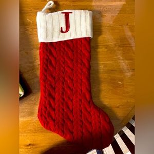 Christmas stocking with the letter J on it. New.